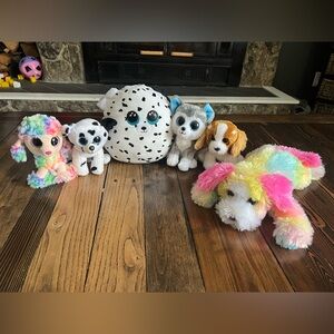 TY • plush puppies dogs bundle of 6 • Beanie Boos Squish-a-boo Classic